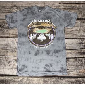 Metallica Master Of Puppets Retro Gray Tie Dye Graphic Tee Mens Size Medium
